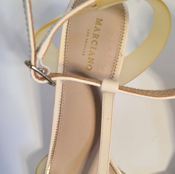 Marciano cream and pvc t strap cut-out leather heels size 41 - Picture 3 of 6